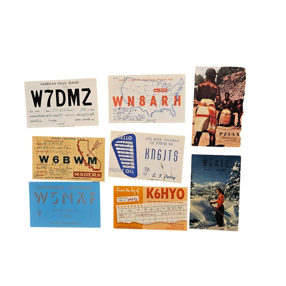 Lot of 9 Vintage 1950s 1960s California Ham Amateur Radio‎ QSL Cards Postcards